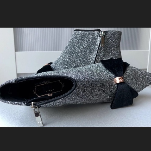 Ted Baker Lurex Bow Kitten Heel Bootie - Picture 3 of 9